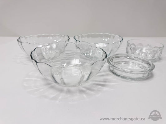 Arcoroc Clear Glass Dessert Bowls Made In France Mixed Sizes Set Of 5