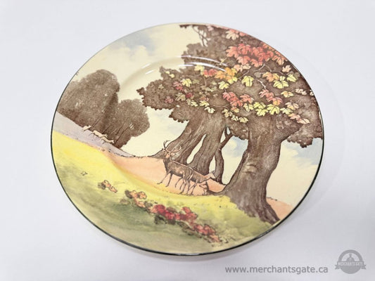 Royal Doulton English Scenic Plate With Deer And Trees Made In England
