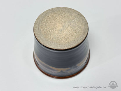 Handmade Studio Pottery Ceramic Planter Cup Gray Glaze Signed Base