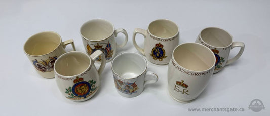 Vintage British Coronation Ceramic Mugs Mixed Lot Queen Elizabeth King George Edward VIII