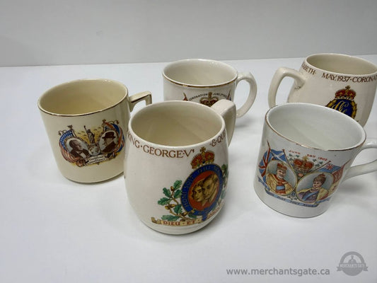 Vintage British Coronation Ceramic Mugs Mixed Lot Queen Elizabeth King George Edward VIII
