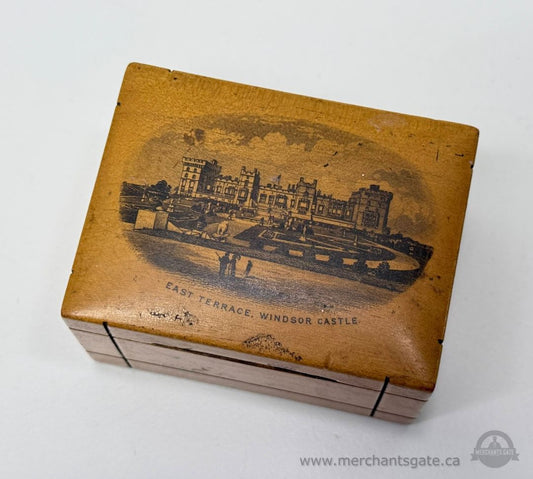 Antique Windsor Castle Wooden Sliding Coin Box Secret Money Box Souvenir