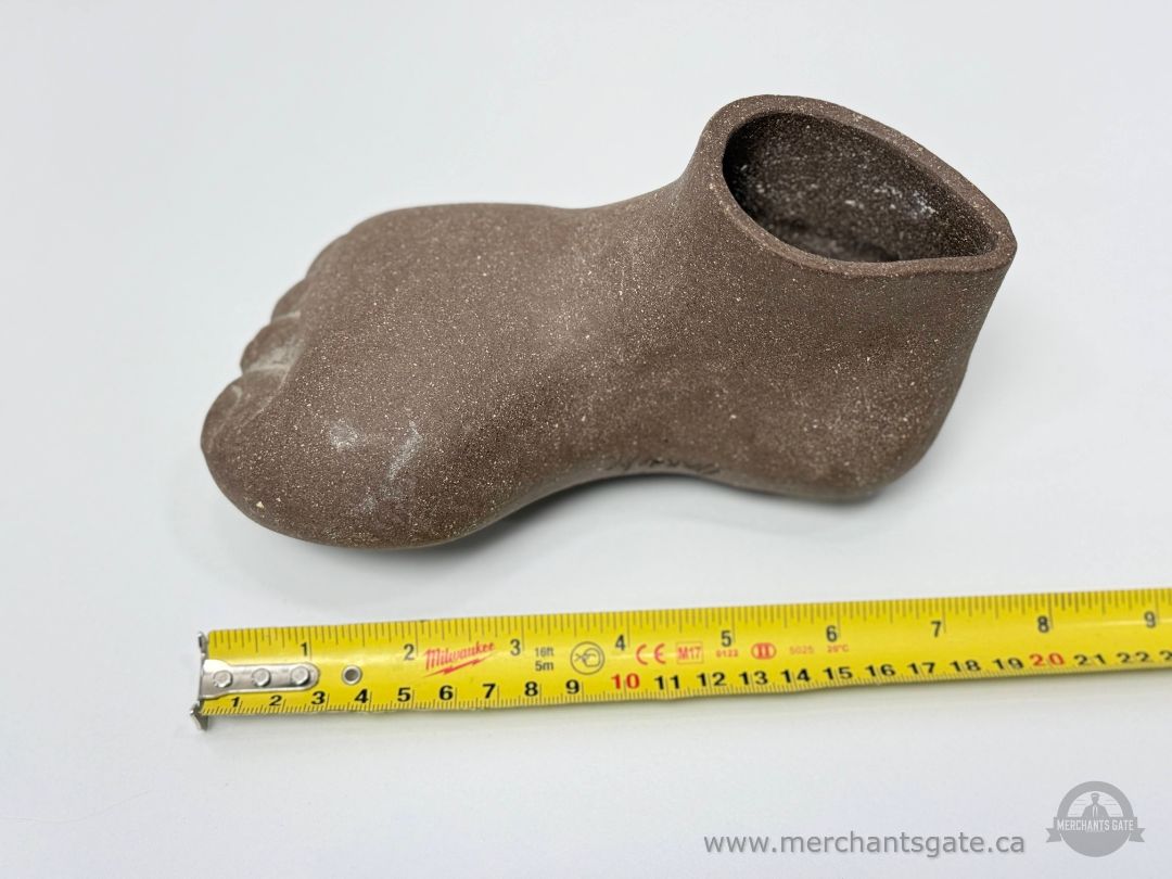 Signed Studio Stoneware Sculptural Shoe Vase Foot Form Art Pottery 7” Wide