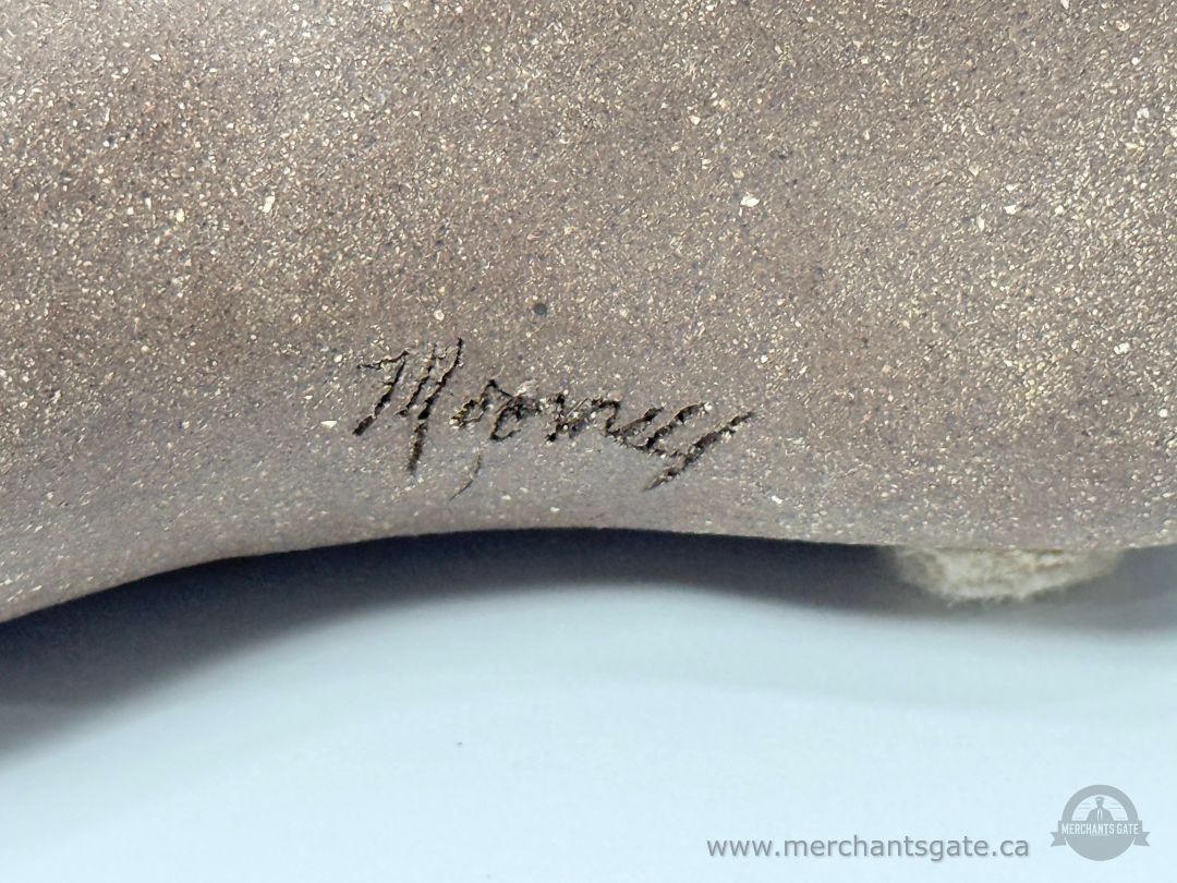 Signed Studio Stoneware Sculptural Shoe Vase Foot Form Art Pottery 7” Wide