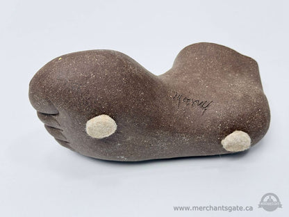 Signed Studio Stoneware Sculptural Shoe Vase Foot Form Art Pottery 7” Wide