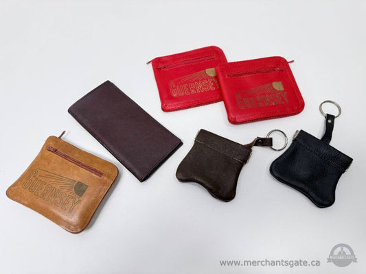 Mixed Leather Wallet Coin Purse Keychain Lot with Guernsey Pouches
