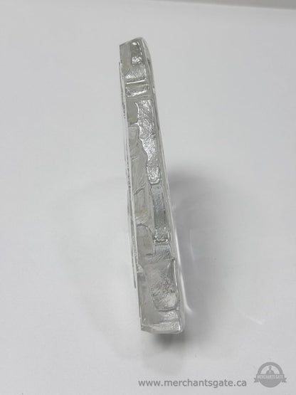 Clear Glass Wolf and Eagle Sculpture with Mountain Scene Indigenous Face Art