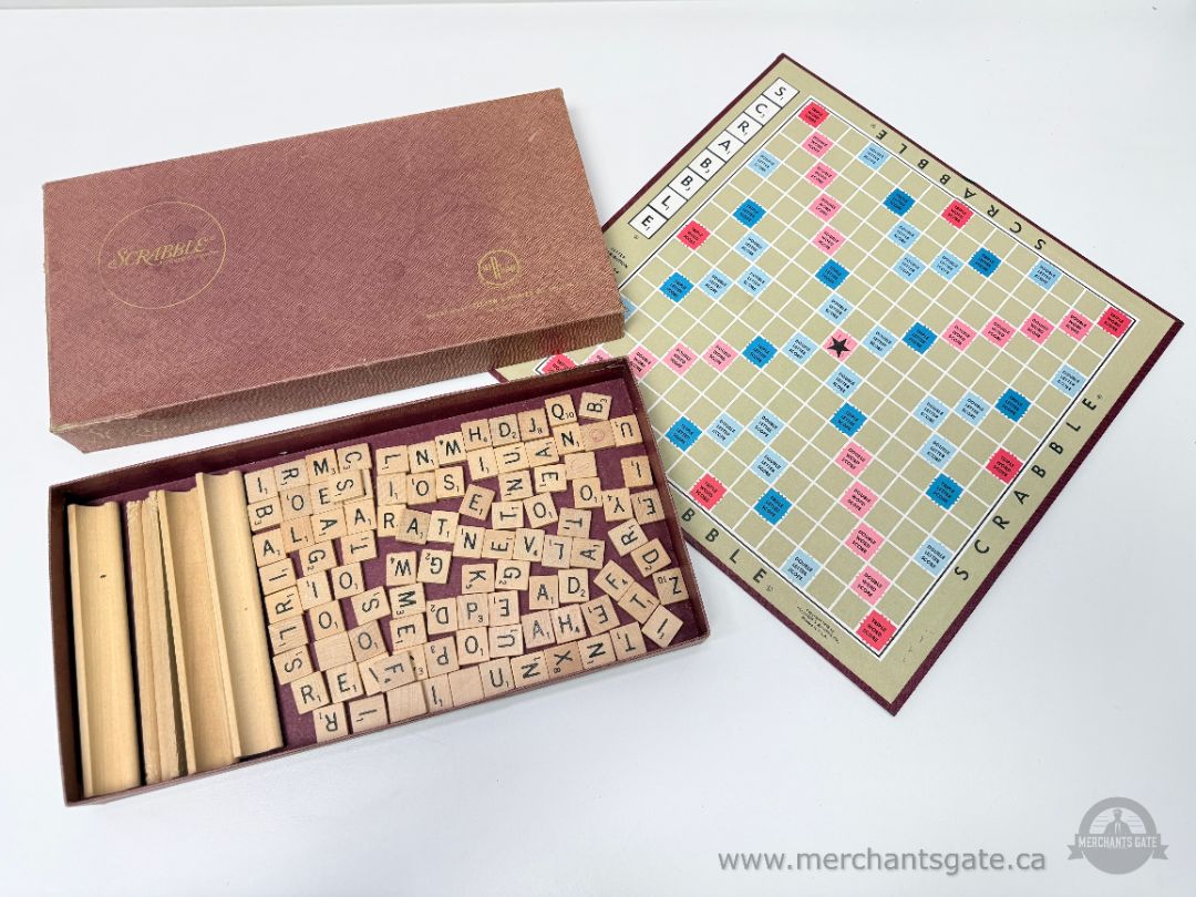 Vintage Scrabble Board Game Set Selchow & Righter USA c.1948 Original Box Complete