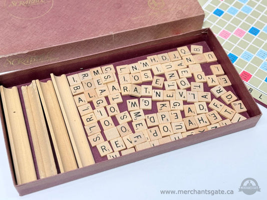 Vintage Scrabble Board Game Set Selchow & Righter USA c.1948 Original Box Complete