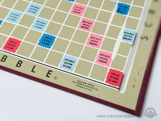 Vintage Scrabble Board Game Set Selchow & Righter USA c.1948 Original Box Complete