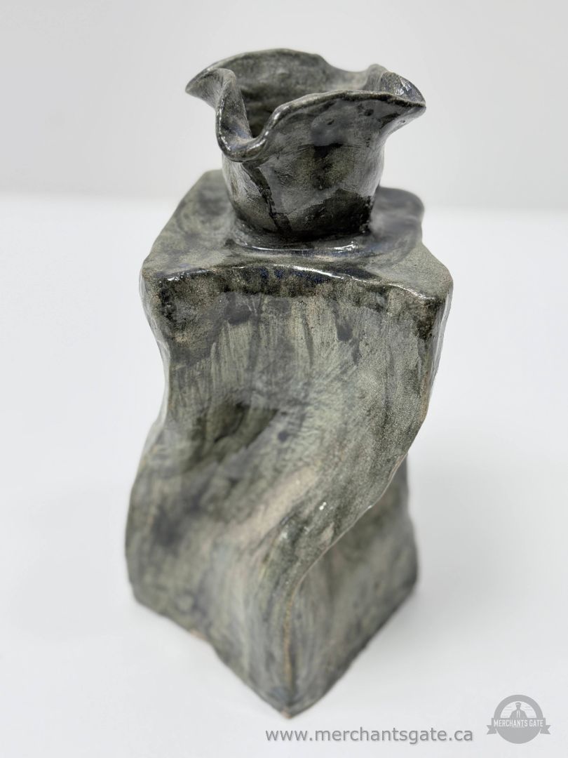 Abstract Studio Pottery Vase | Brutalist Style Stoneware | Hand-Formed Art Vase