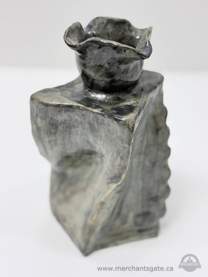 Abstract Studio Pottery Vase | Brutalist Style Stoneware | Hand-Formed Art Vase