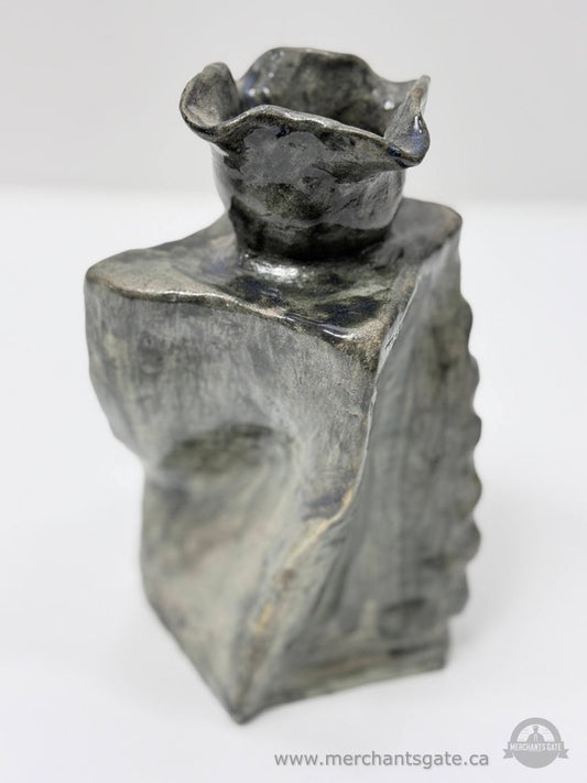 Abstract Studio Pottery Vase | Brutalist Style Stoneware | Hand-Formed Art Vase