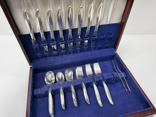 Vintage Silverplate Flatware Chest with Contents – Mixed Antique + Vintage Lot