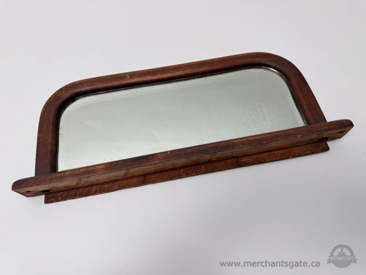 Vintage Wooden Framed Wall Mirror with Narrow Shelf Mount