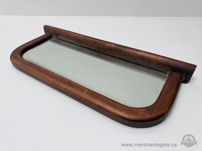 Vintage Wooden Framed Wall Mirror with Narrow Shelf Mount