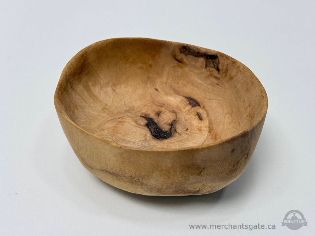 Signed Hand Turned Burl Wood Bowl Small Studio Woodturning 4.5”