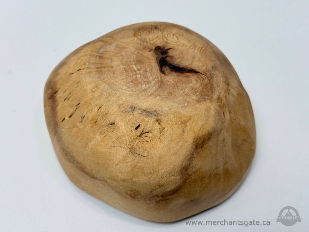 Signed Hand Turned Burl Wood Bowl Small Studio Woodturning 4.5”