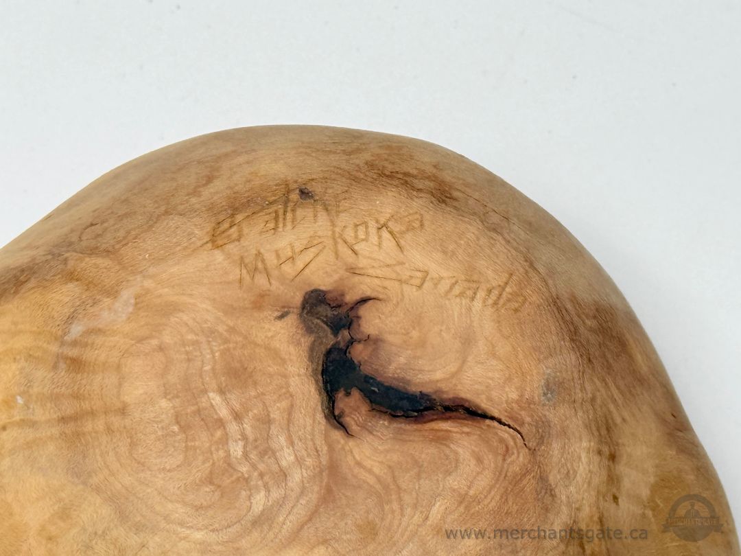 Signed Hand Turned Burl Wood Bowl Small Studio Woodturning 4.5”