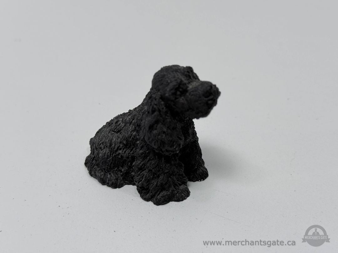 Small Black Dog Figurine Textured Finish Miniature Decor