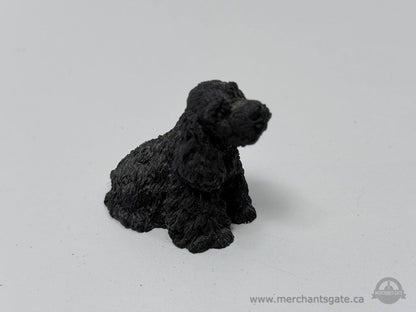 Small Black Dog Figurine Textured Finish Miniature Decor