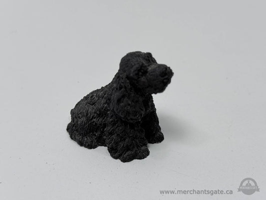 Small Black Dog Figurine Textured Finish Miniature Decor