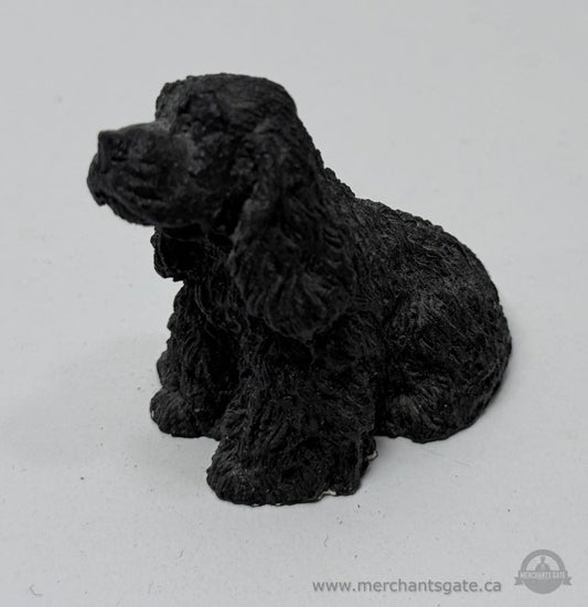 Small Black Dog Figurine Textured Finish Miniature Decor