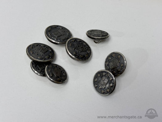 Antique European Heraldic Metal Button Lot – Livery / Uniform Buttons c.1880–1910 / Barrhaven