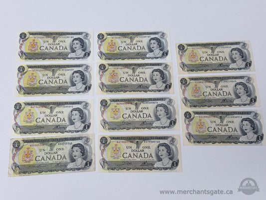 Vintage Canadian $1 Banknote Lot – 1967 Centennial + Multicolour Queen Notes