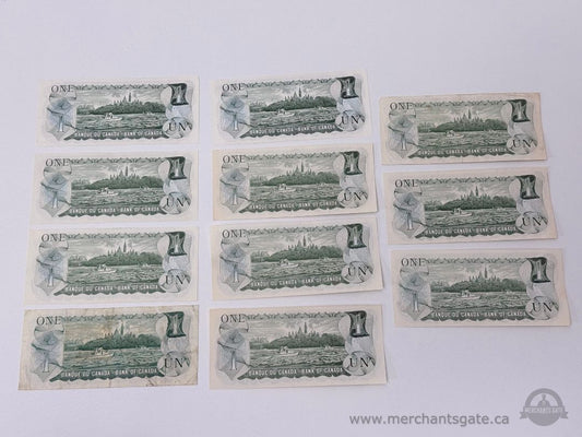 Vintage Canadian $1 Banknote Lot – 1967 Centennial + Multicolour Queen Notes