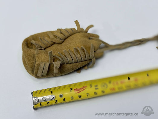 Vintage Style Leather Charm / Medicine Pouch with Fringe and Cord