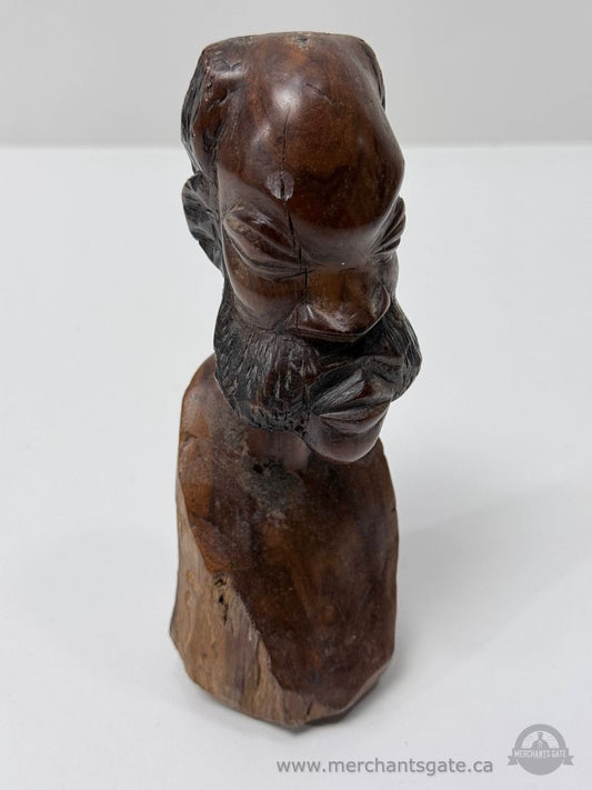 Hand Carved Wooden Bust Sculpture African Style Folk Art Figurine