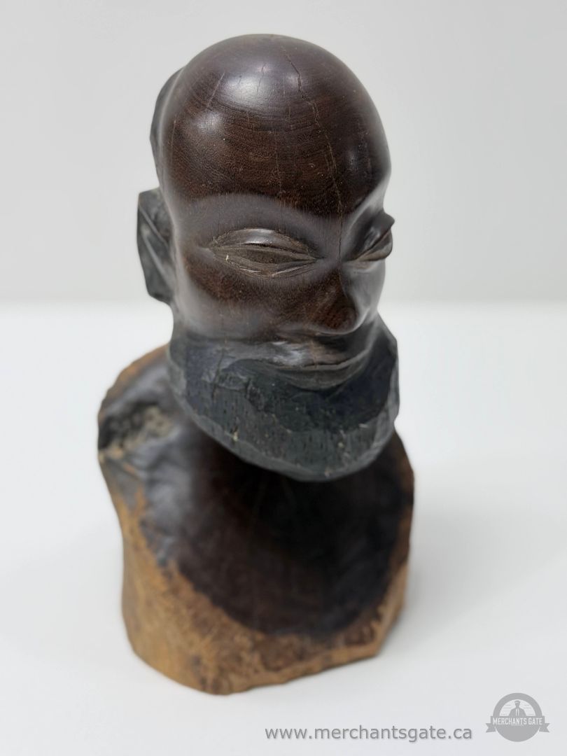 Hand Carved Wooden Bust Sculpture African Style Folk Art Figurine