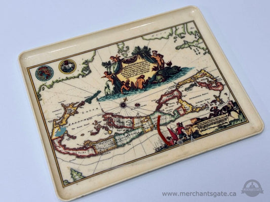 Vintage Decorative Serving Tray Antique Style Map Design Made in Italy