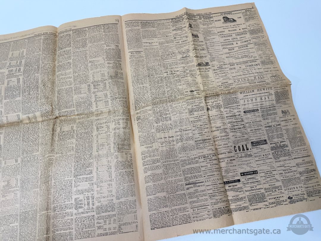 1867 Toronto Globe Newspaper – July 1 Confederation Issue – Original Period Paper