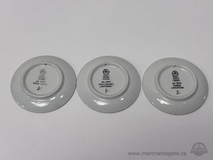 Royal Copenhagen Fajance Blue White Mini Plates Denmark Set of 3 Decorative Dishes