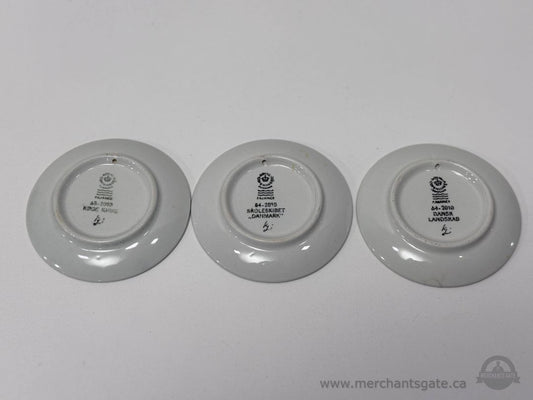 Royal Copenhagen Fajance Blue White Mini Plates Denmark Set of 3 Decorative Dishes