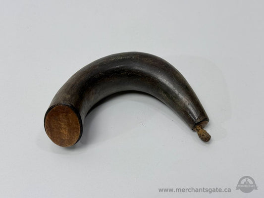 Antique Powder Horn Flask – 18th–Early 19th C. Natural Horn, Original Plug, As Found