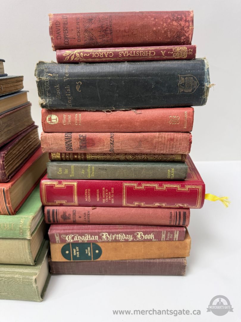 30 Vintage Hardcover Books – Dickens, Christie, Poetry, Antique Cloth Bindings