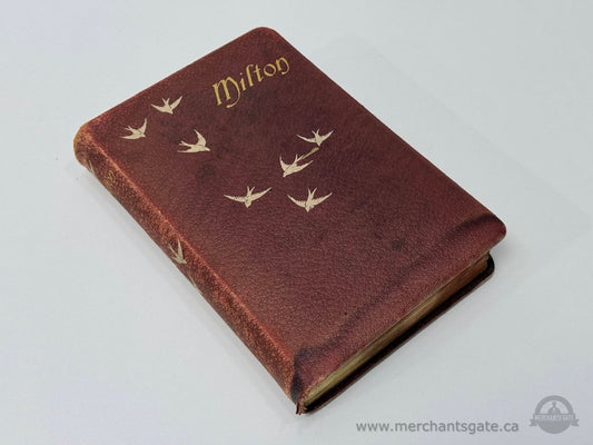 Antique John Milton Poems Decorative Hardcover Book Gold Gilt Cover