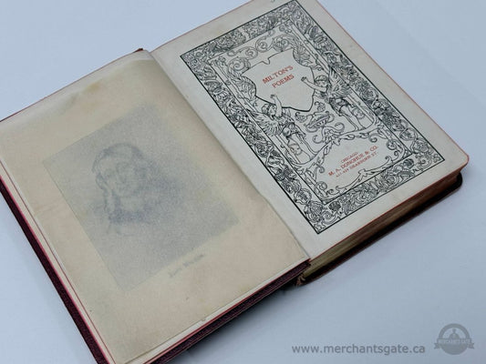 Antique John Milton Poems Decorative Hardcover Book Gold Gilt Cover