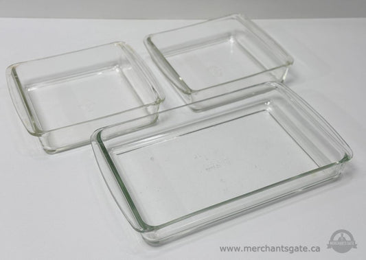 Pyrex Clear Glass Baking Dishes Set of 3 Rectangular Ovenware Casserole Pans