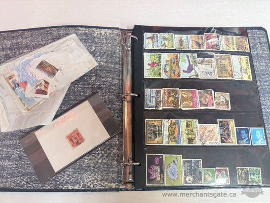 Worldwide Stamp Collection in Binder + Large Bag of Loose Cancelled Stamps