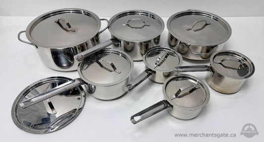 Stainless Steel 15 Piece Cookware Set Pots Saucepans and Lids Heavy Gauge