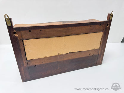 Vintage Wood Wall Shelf with Mirror and Two Drawers Hanging Storage Unit
