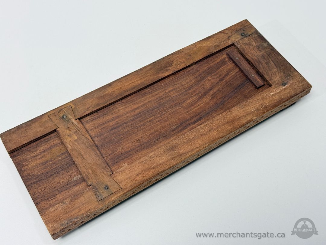 Antique Carved Wooden Folding Wall Shelf Floral Design Hinged Sides