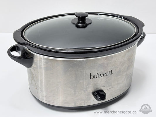 Bravetti Slow Cooker Stainless Steel Oval Crock Pot with Glass Lid
