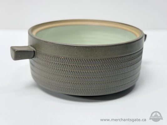 Stoneware Casserole Pot with Handles Textured Green Glaze