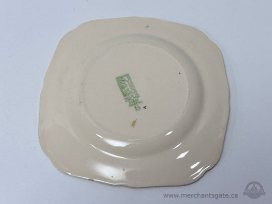 H & K Tunstall 9′′ Square Dessert Plate – Made in England – Gilt Floral (Each)