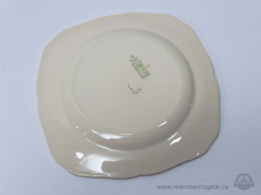 H & K Tunstall 9″ Square Dessert Plate – Made in England – Gilt Floral